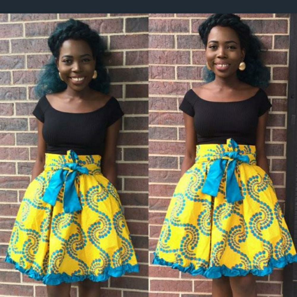 African Ankara print women flared skirt